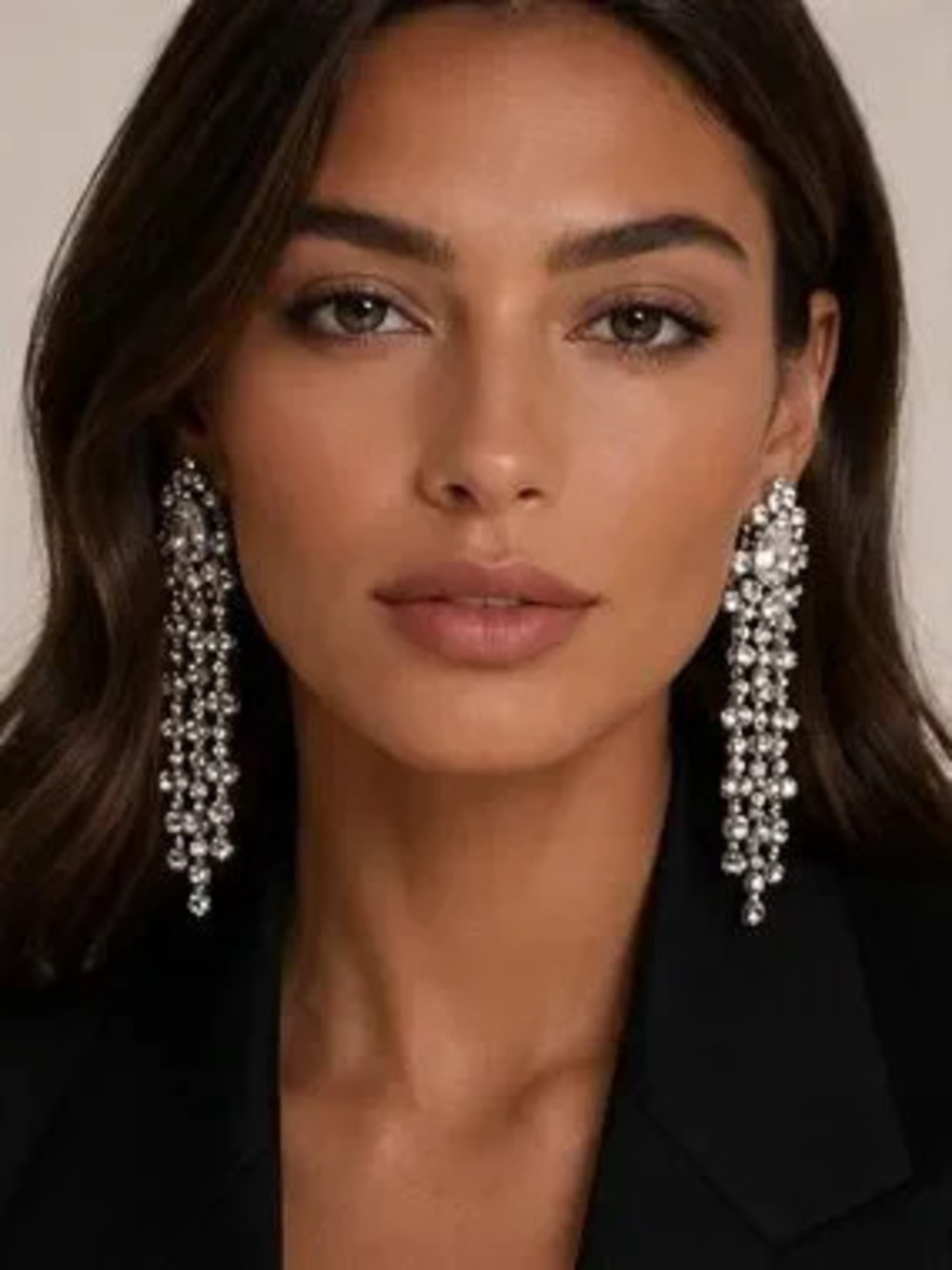 Luxury Silver Crystal Cascade Chandelier Earrings